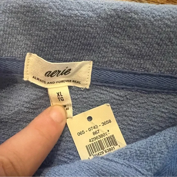 NWT Aerie Light Blue Knit Pullover Top size XL - Picture 4 of 5